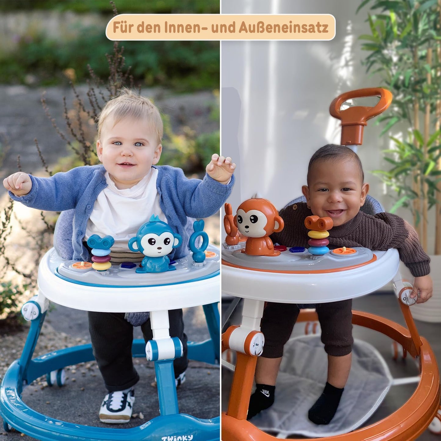 Twinky Lauflernwagen Azur Blau, Babywalker mit Spielset