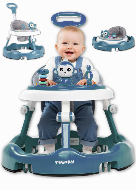 Twinky Lauflernwagen Azur Blau, Babywalker mit Spielset