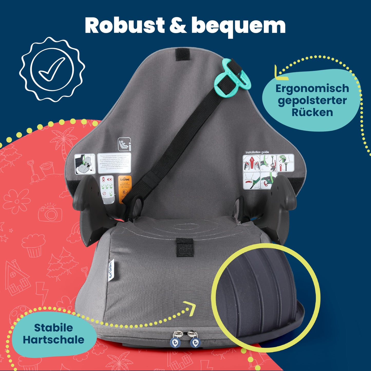 Trunki BoostApak 2-in-1 Kindersitz & Rucksack Grau